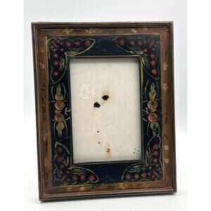 Hand Painted Photo Frame 8x10 Butterflies Brown Wood Black 4x6 Picture Folk Art